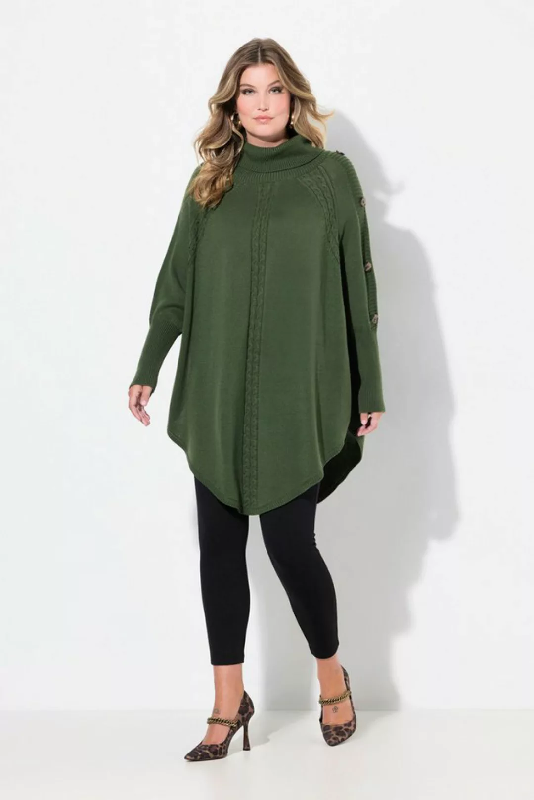 MIAMODA Pullunder Pullover Poncho-Style Zopfmuster Zipfelsaum günstig online kaufen