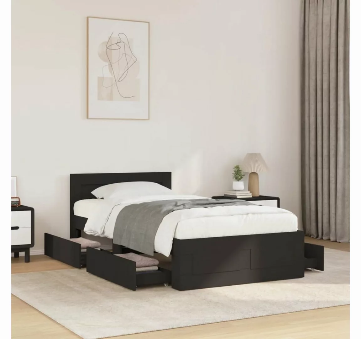 vidaXL Bett Bettgestell mit Kopfteil Schwarz 75x190 cm Holzwerkstoff günstig online kaufen