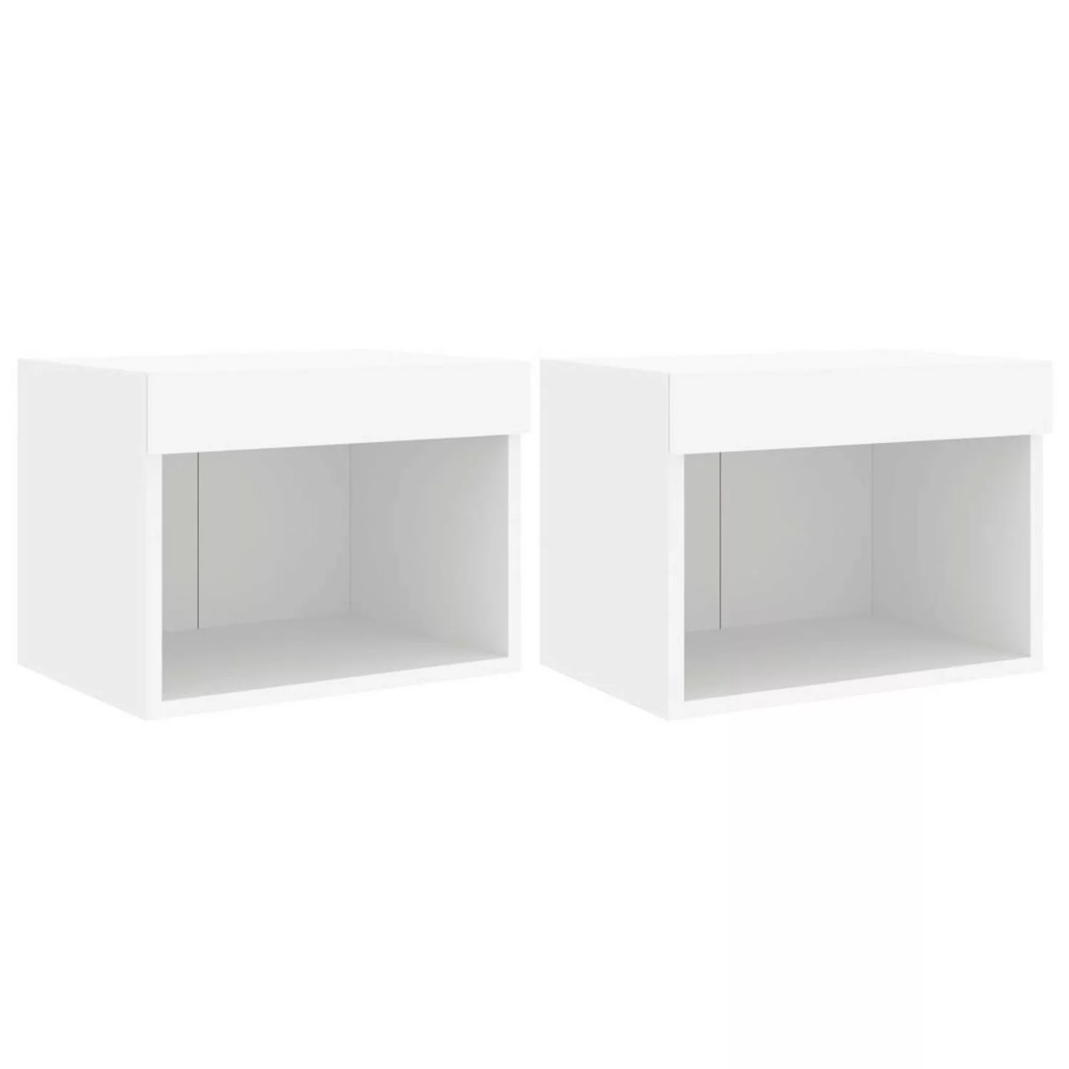 vidaXL TV-Schrank Wand-Nachttische mit LED-Leuchten 2 Stk. Weiß günstig online kaufen