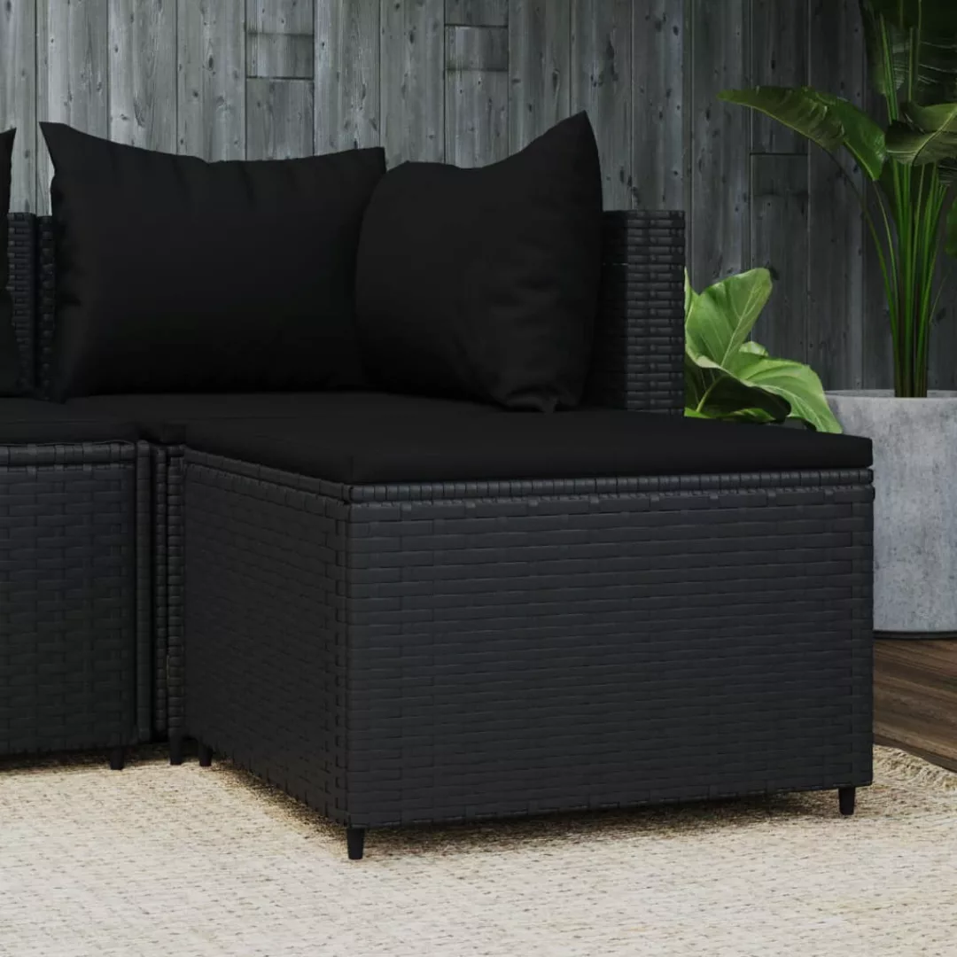 Vidaxl Gartenhocker Mit Kissen Schwarz Poly Rattan günstig online kaufen