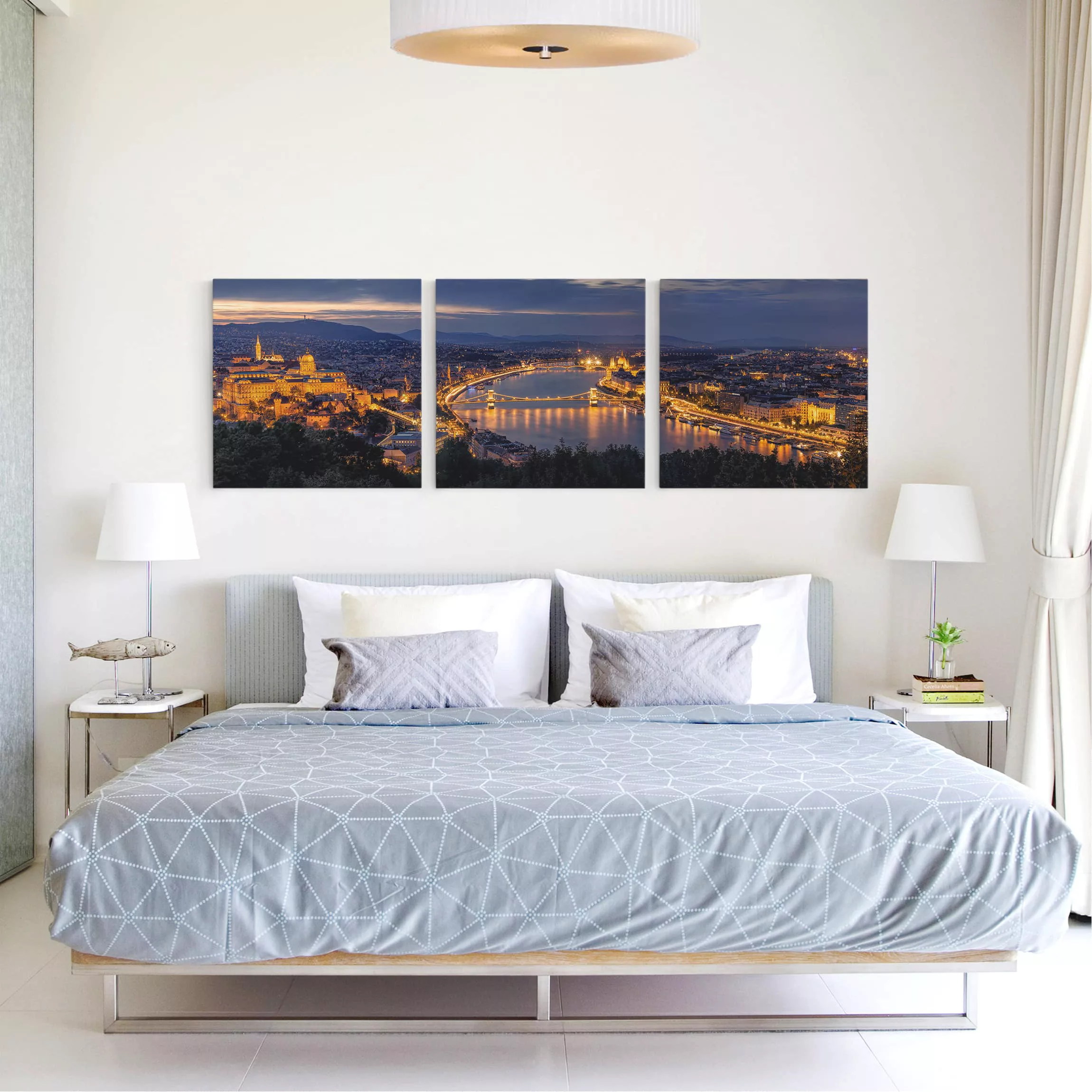 3-teiliges Leinwandbild Architektur & Skyline Blick über Budapest günstig online kaufen