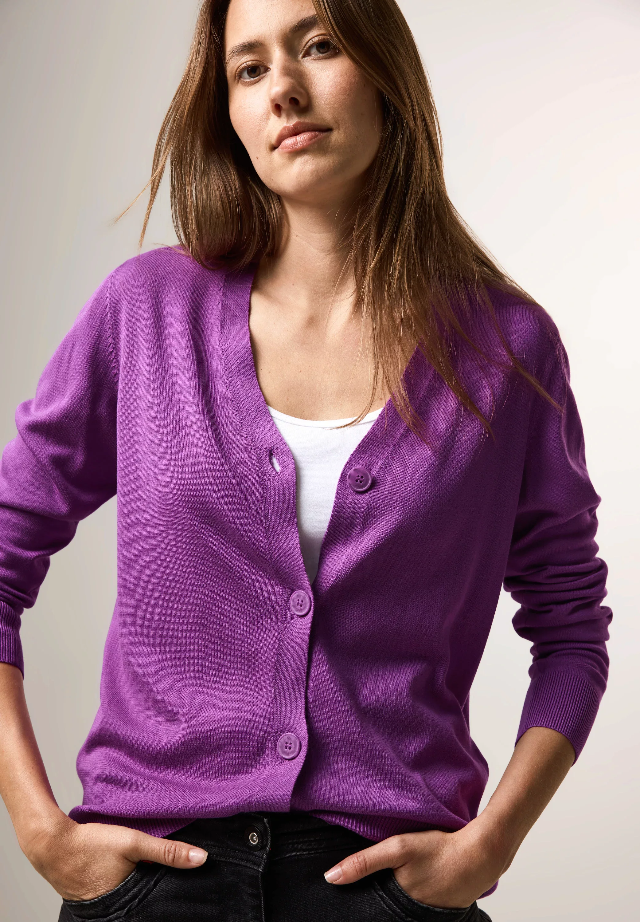 Cecil Strickjacke Cecil / Da.Sweat-Jacke / NOS_Basic Button Cardigan günstig online kaufen