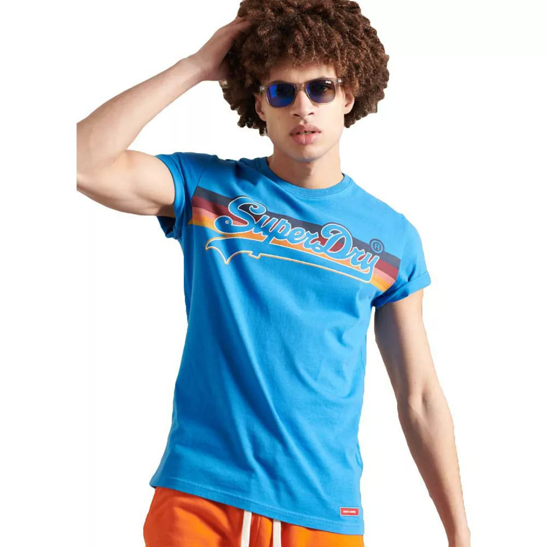 Superdry Vintage Logo Cali Stripe 220 Kurzarm T-shirt XS Neptune Blue günstig online kaufen