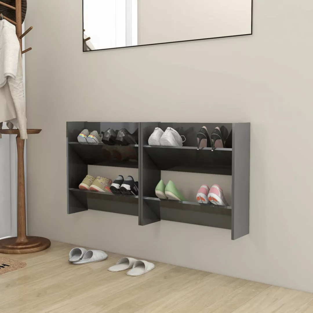 Wand-schuhschrenke 2 Stk. Hochglanz-grau 60x18x60 Cm Spanplatte günstig online kaufen