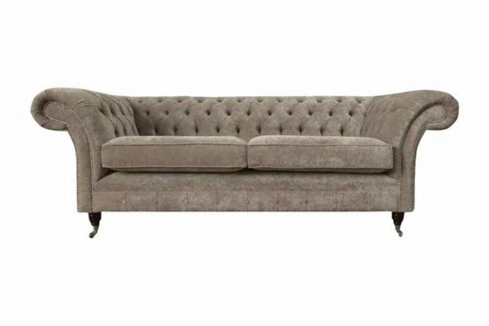 Xlmoebel Sofa Dreisitzer Chesterfield Sitzmöbel 3 Plätzen Braun Textil Loun günstig online kaufen