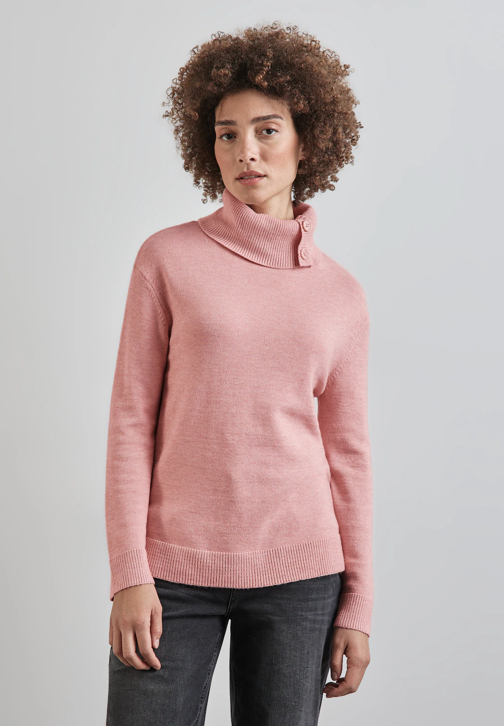 STREET ONE Rollkragenpullover, mit Knopf Details günstig online kaufen