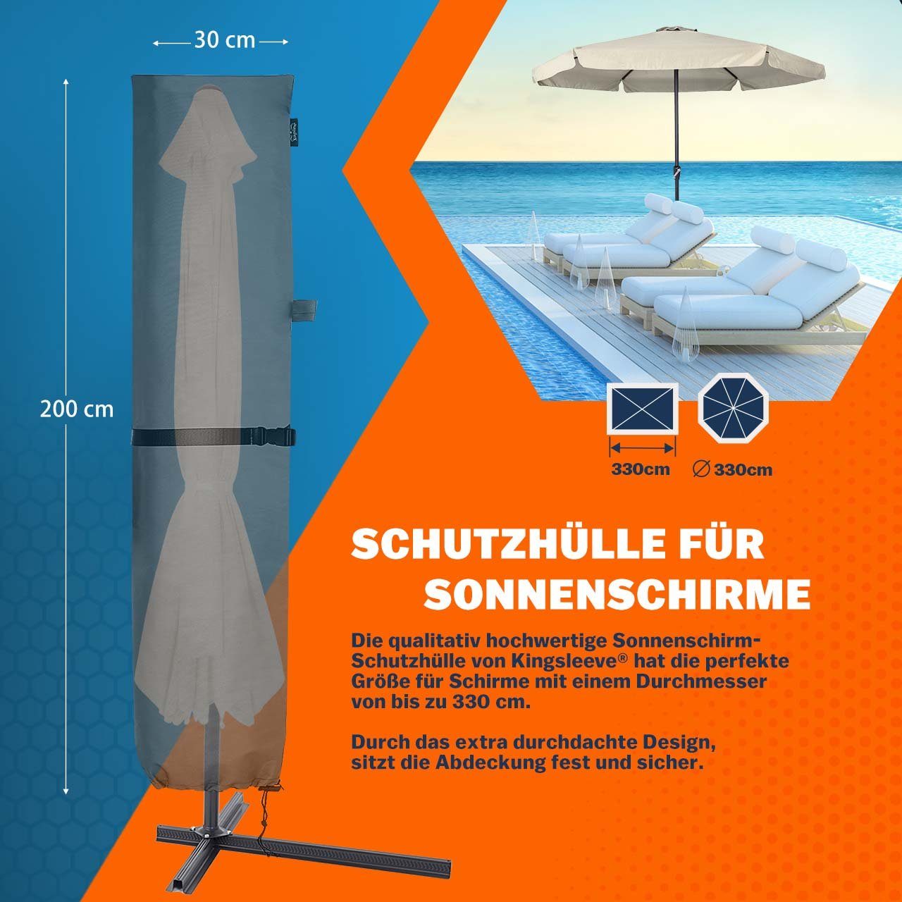 Kingsleeve Sonnenschirm-Schutzhülle (1-St), bis Ø 350 günstig online kaufen