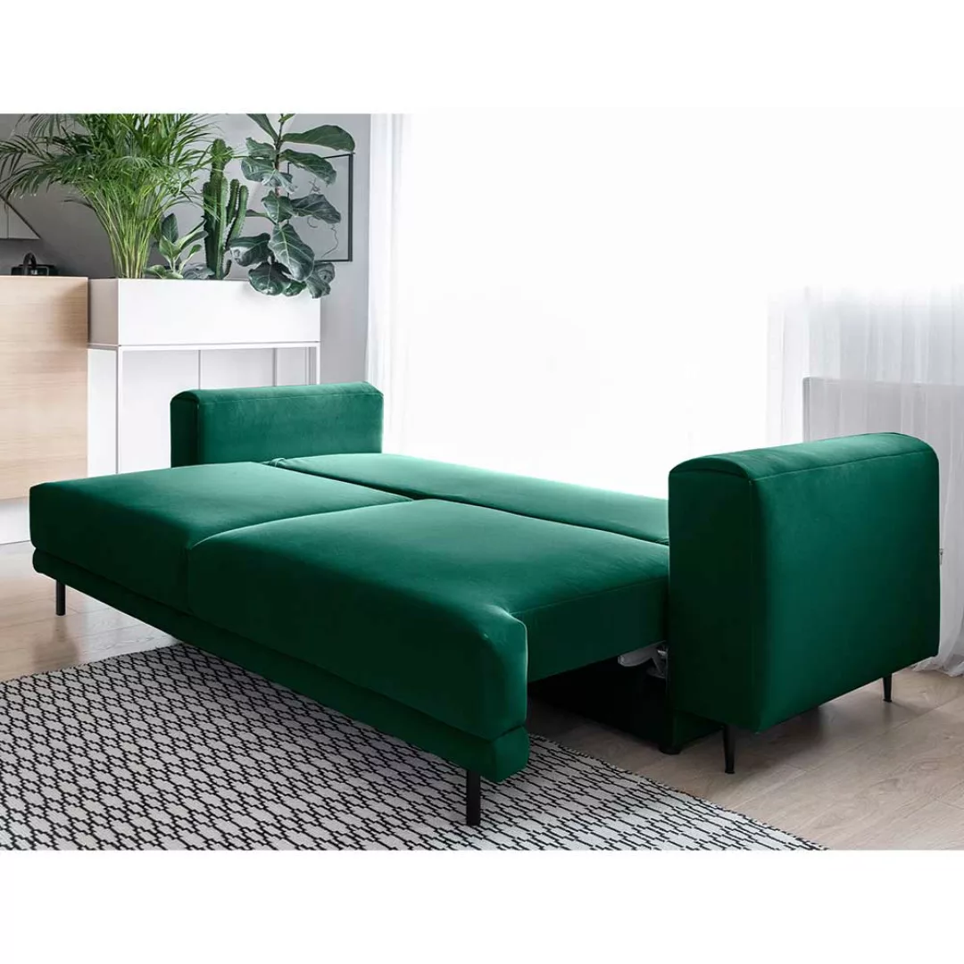 Sofa Dreisitzer Sofa in Dunkelgrün aus Velours günstig online kaufen