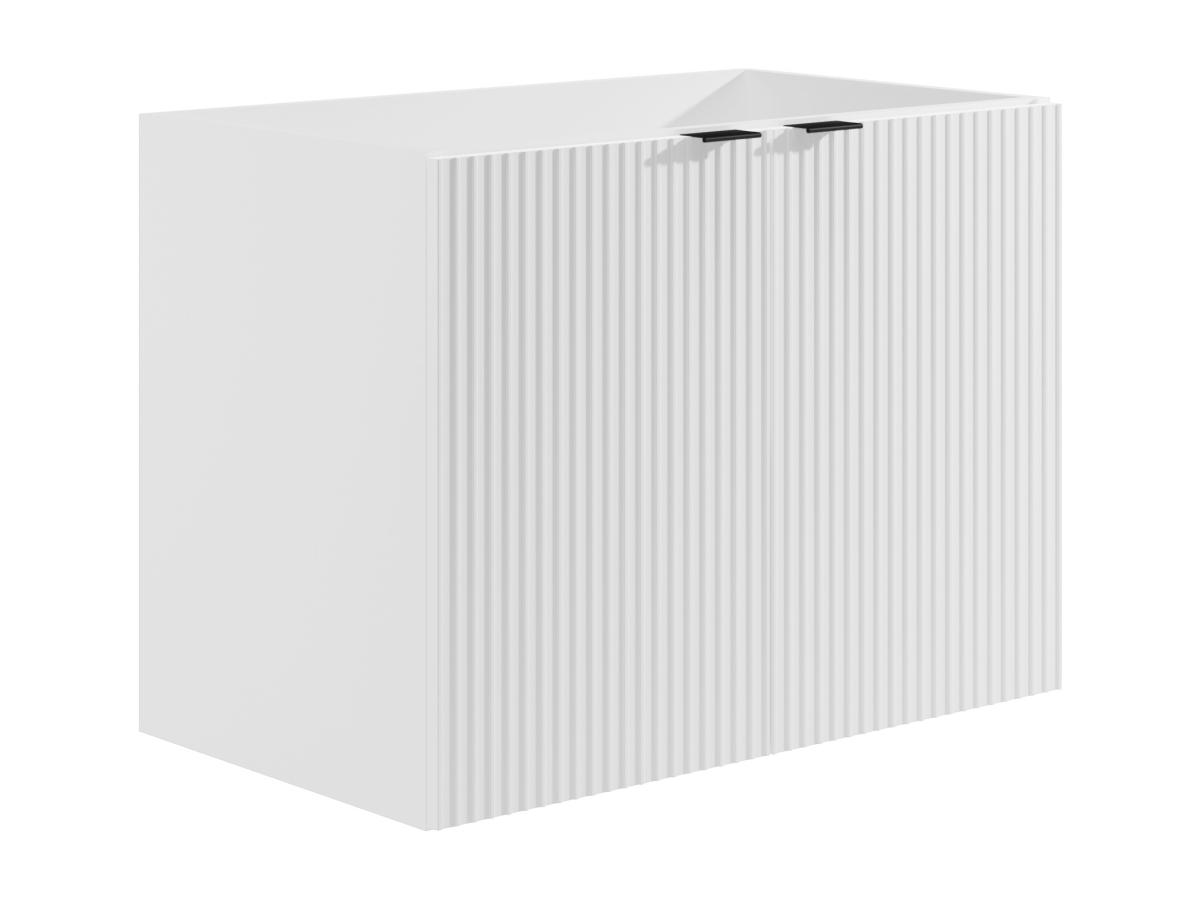 Waschbeckenunterschrank hängend - Streifenoptik - Weiß - 80 cm - PARMIZA günstig online kaufen