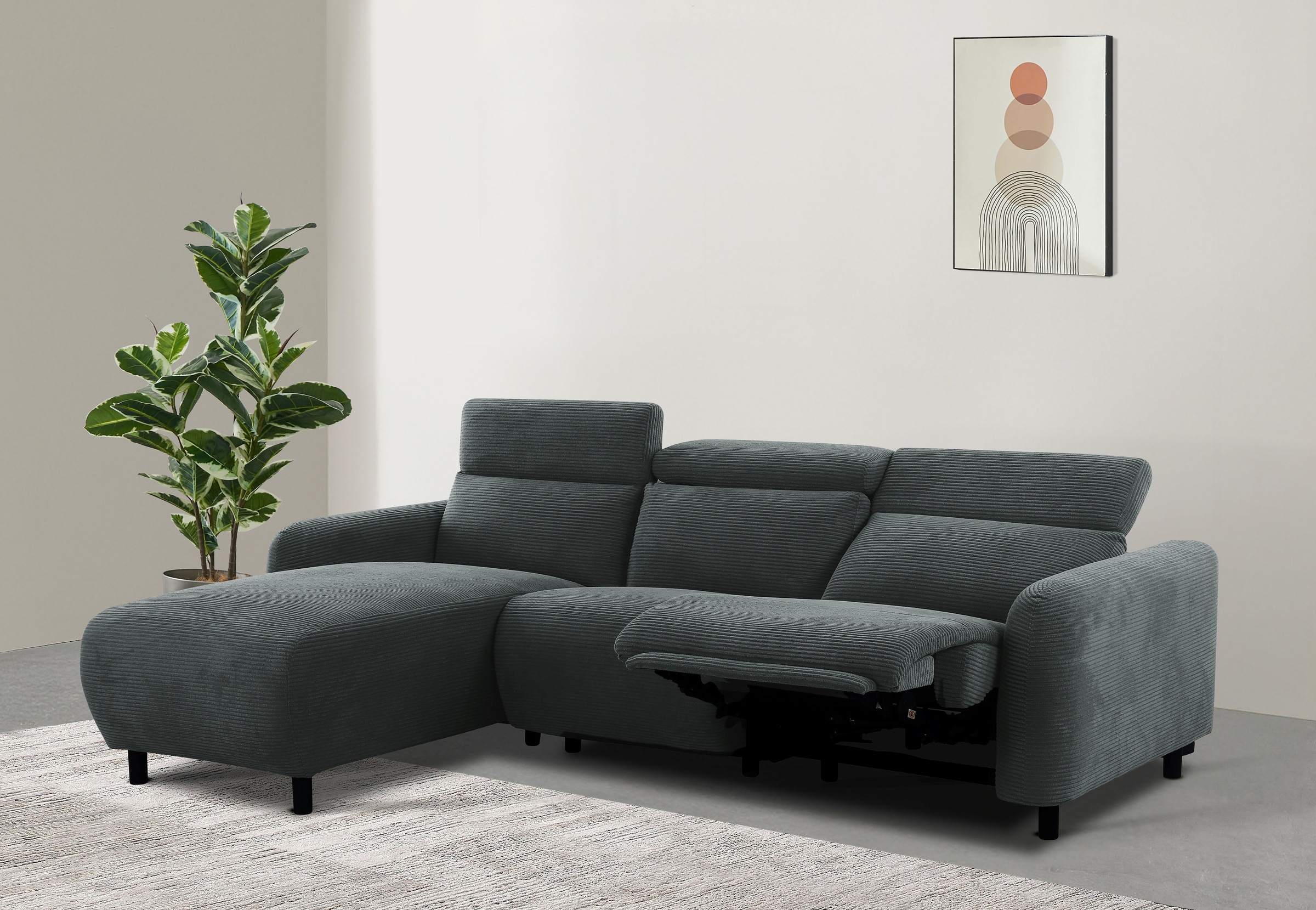 Home affaire Ecksofa "SKAANE in Cord, L-Form, 274 cm, manuelle u. elektrisc günstig online kaufen