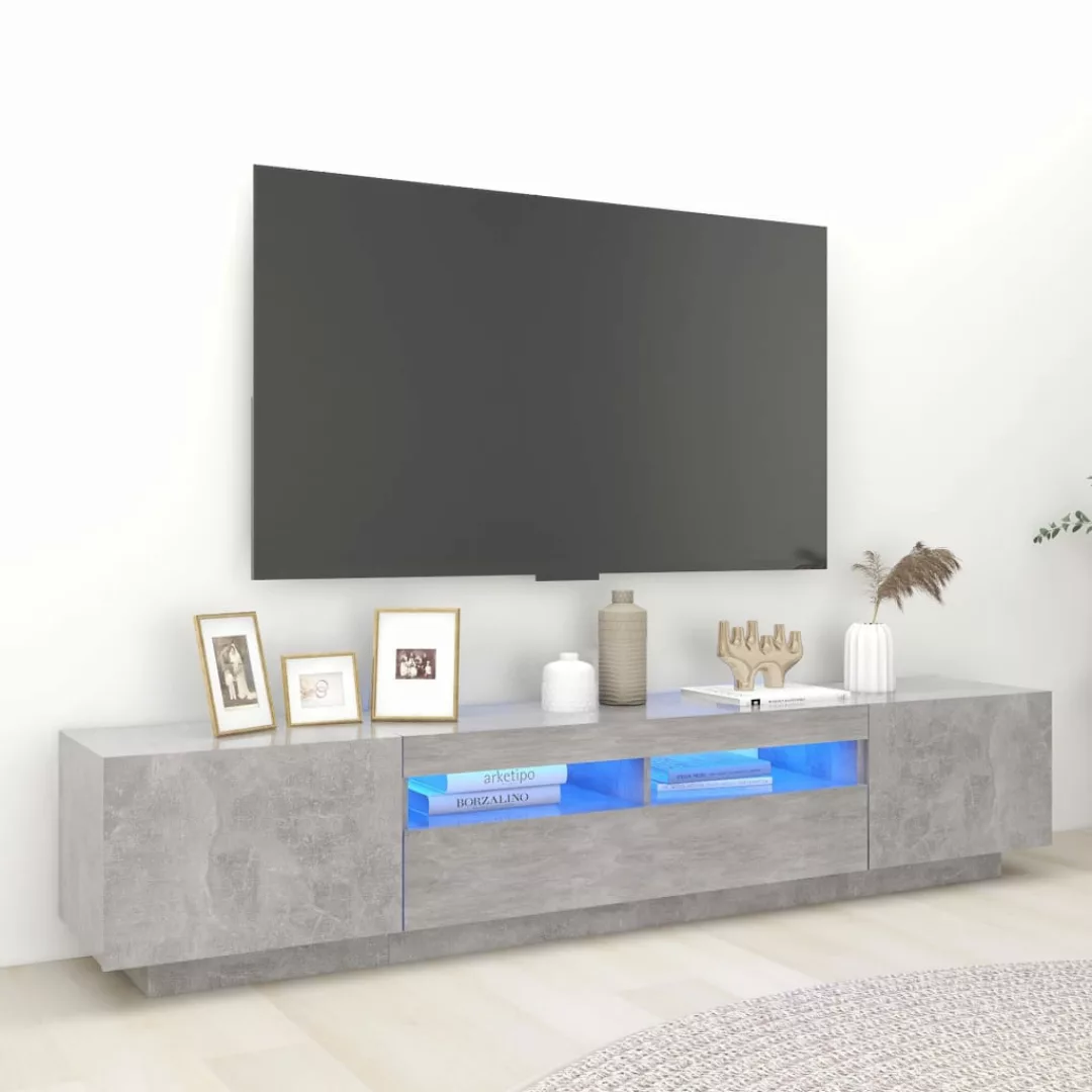 vidaXL TV-Schrank TV-Schrank mit LED Leuchten Betongrau 200x35x40 cm Lowboa günstig online kaufen