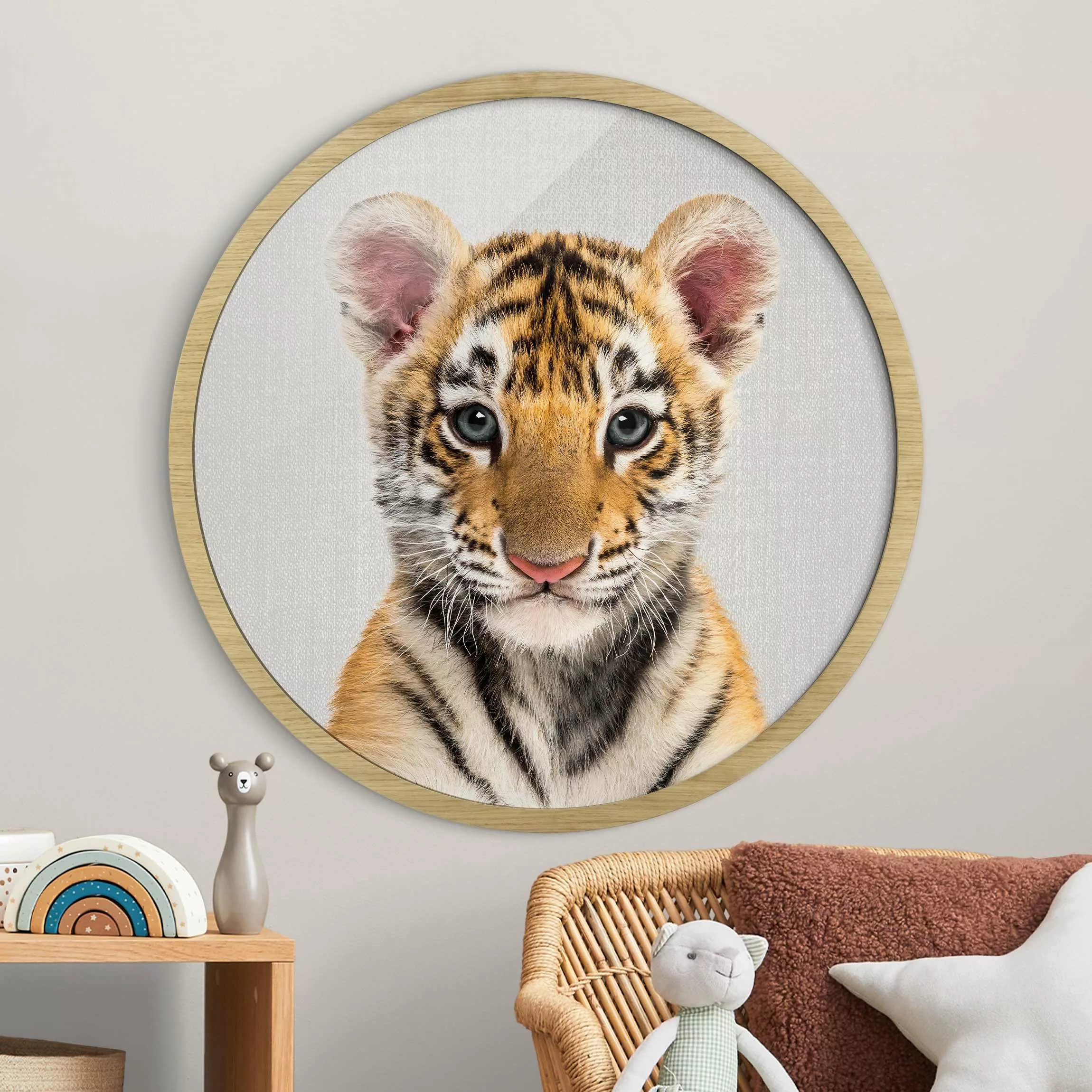 Rundes Gerahmtes Bild Baby Tiger Thor günstig online kaufen