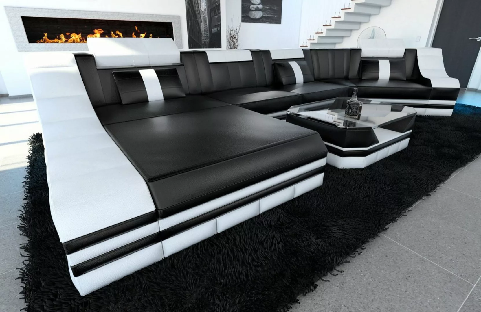 Sofa Dreams Wohnlandschaft Ledercouch Turino C Form Ledersofa Leder Sofa, C günstig online kaufen