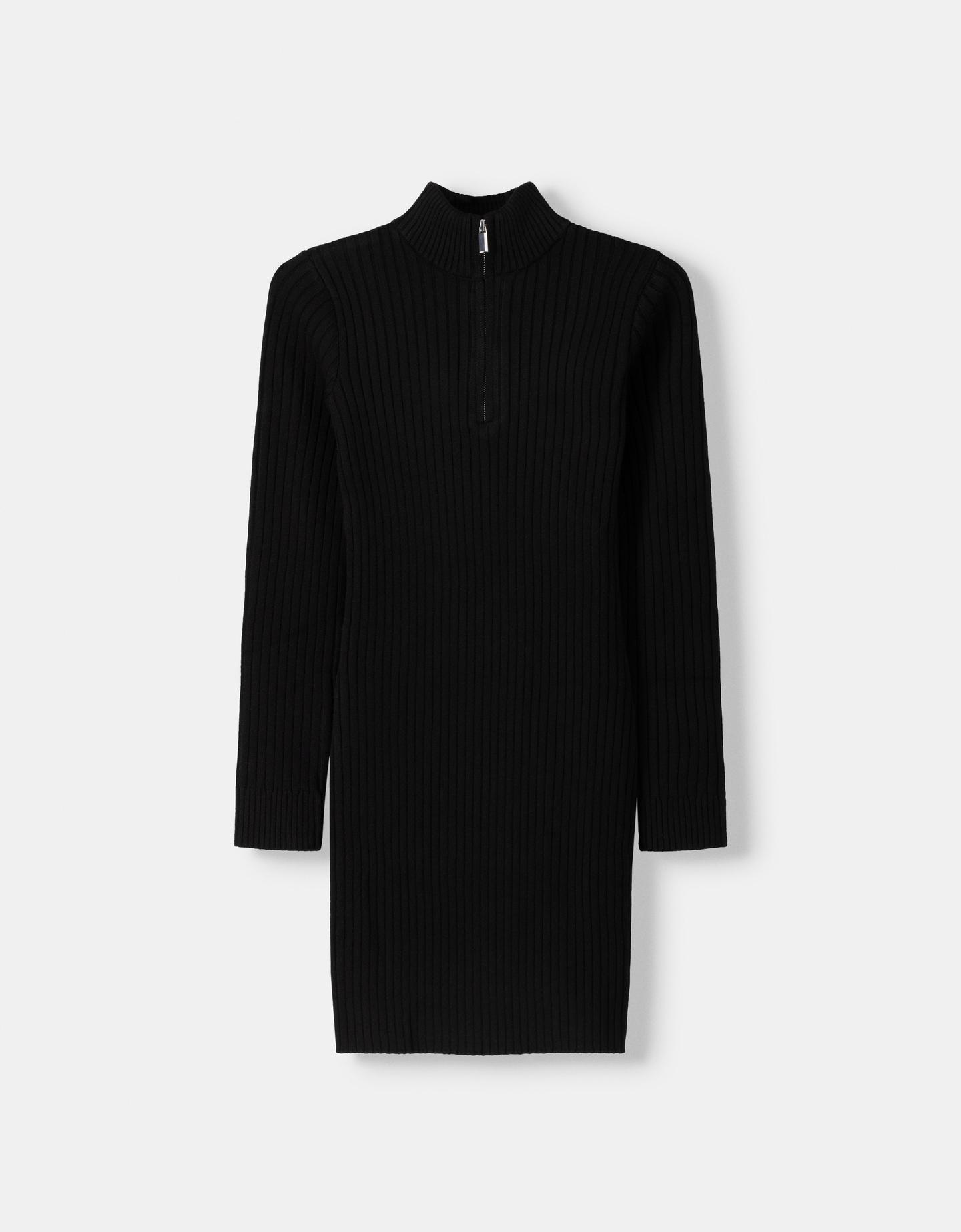 Bershka Minikleid Mit Rippenmuster Und Reißverschluss Damen M Schwarz günstig online kaufen