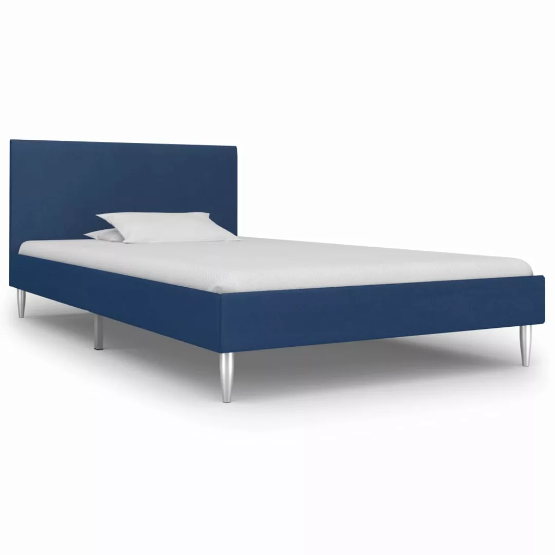 Bettgestell Blau Stoff 90×200 Cm günstig online kaufen