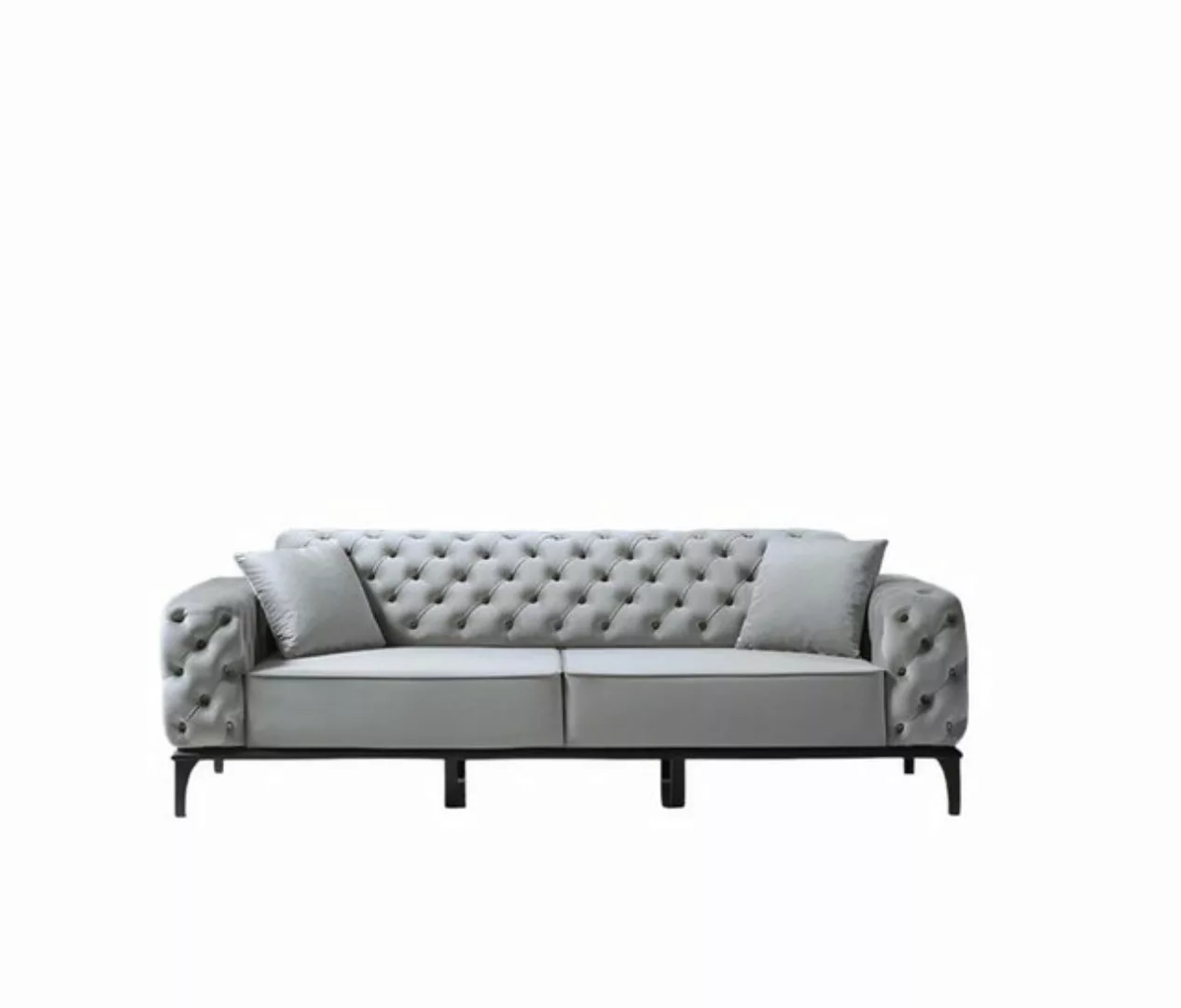 JVmoebel 3-Sitzer Graue Chesterfield Couch Moderner 3-Sitzer Stoffsofa, 1 T günstig online kaufen