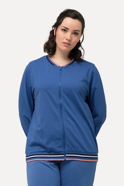 Ulla Popken Sweatjacke Loungewear-Jacke Streifenbündchen College-Look günstig online kaufen