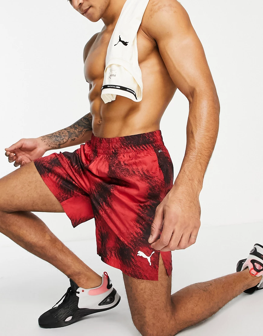 Puma – AOP – Shorts in Schwarz und Rot günstig online kaufen