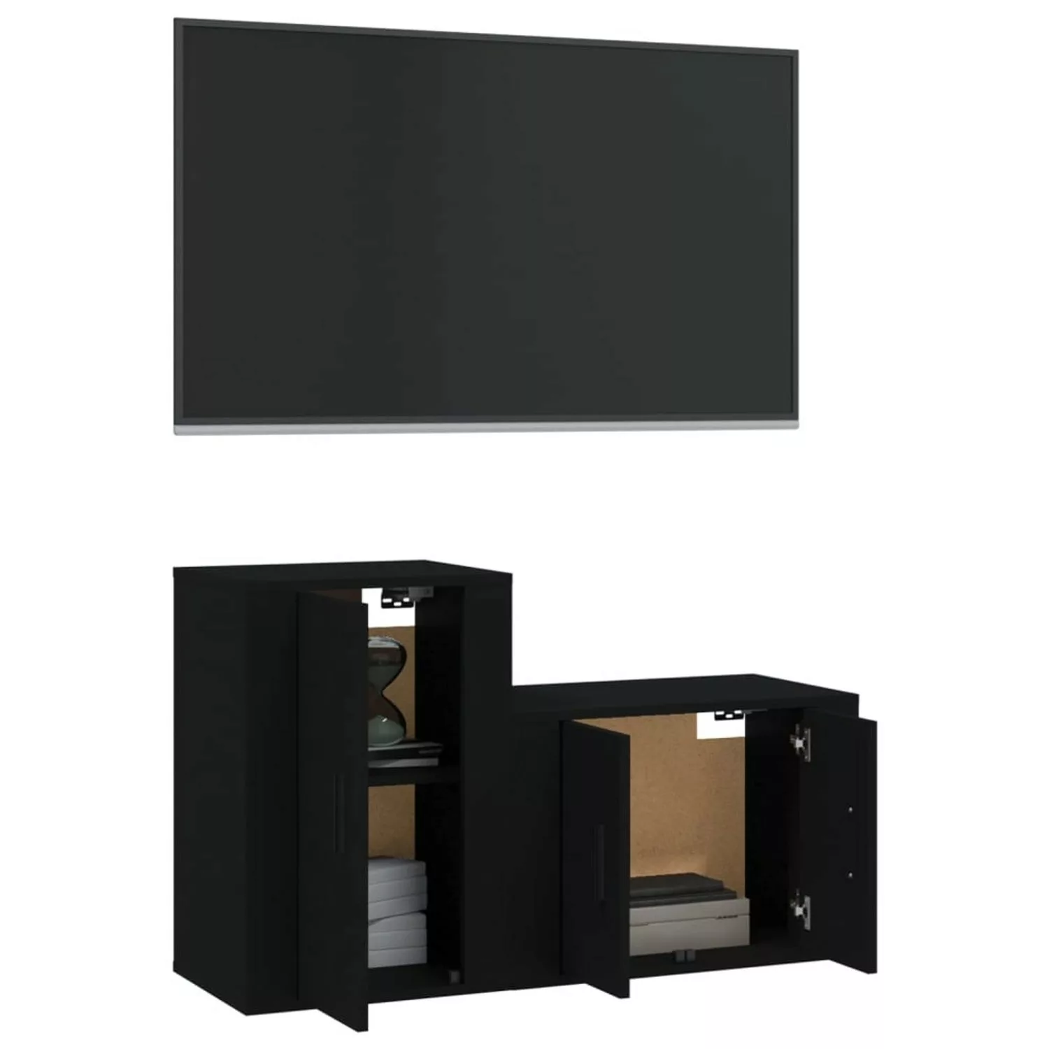 vidaXL TV-Schrank 2-tlg TV-Schrank-Set Schwarz Spanplatte TV-Lowboard Ferns günstig online kaufen