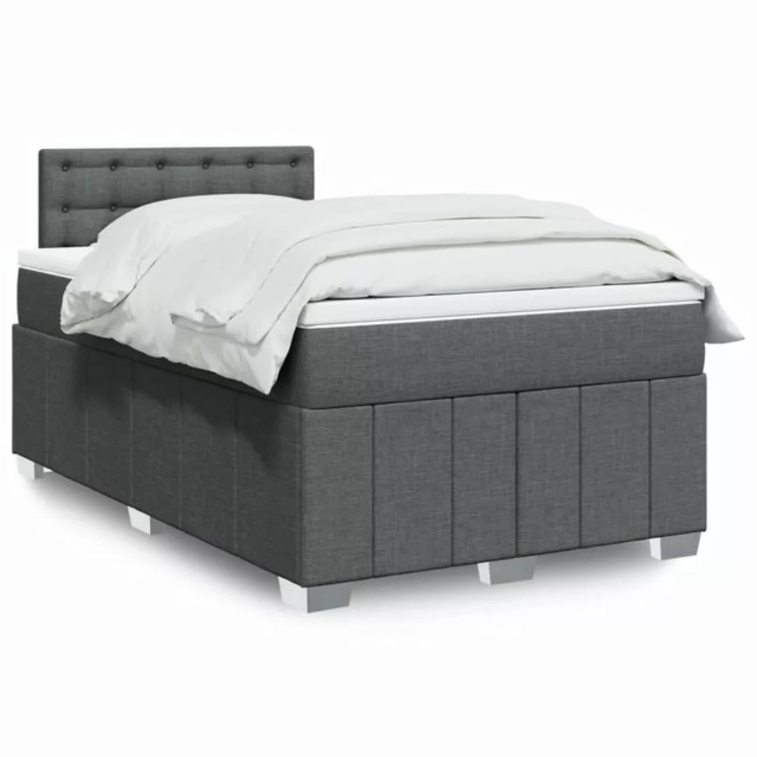 vidaXL Boxspringbett, Boxspringbett mit Matratze Dunkelgrau 120x200 cm Stof günstig online kaufen