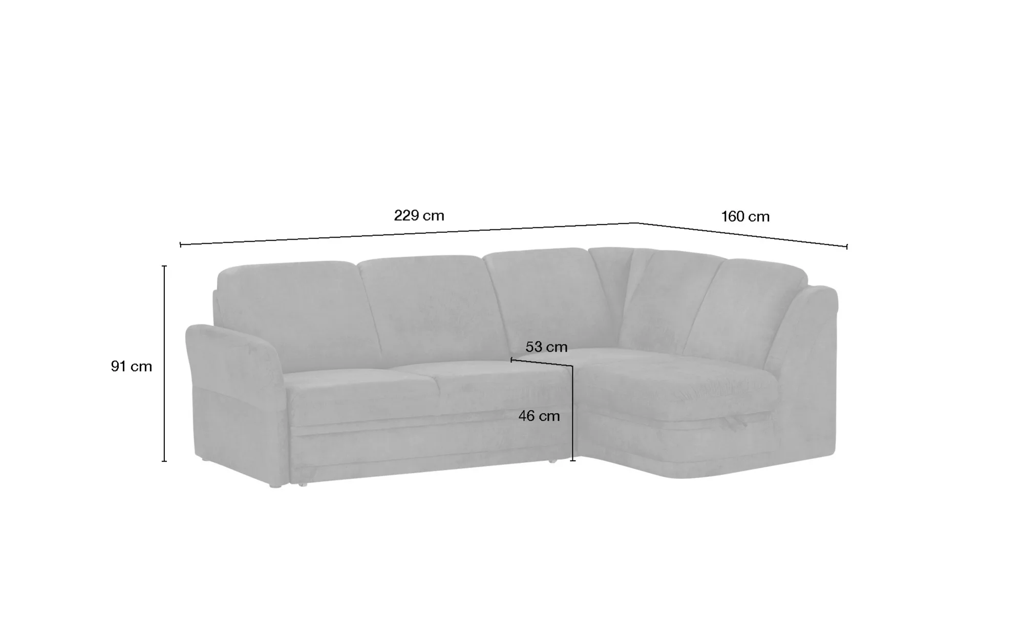 Polstermöbel Oelsa Ecksofa  Luna ¦ grün ¦ Maße (cm): B: 224 H: 91 T: 160 Po günstig online kaufen