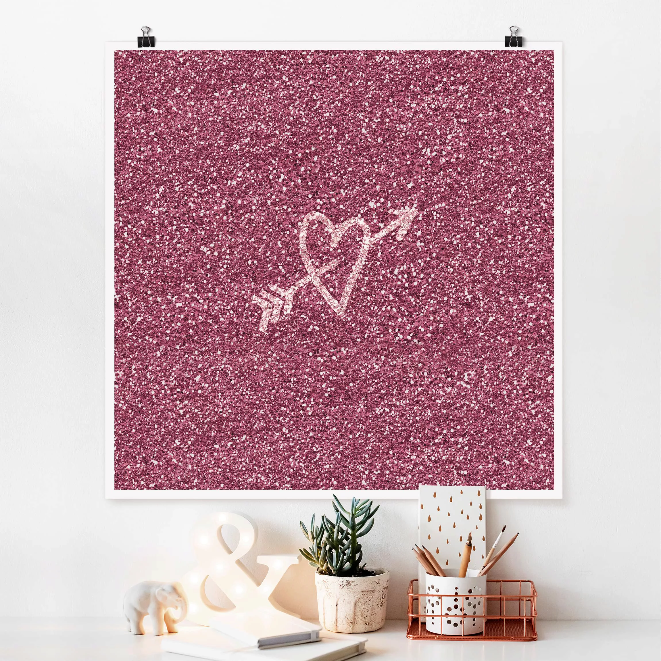 Poster - Quadrat Glitter Love günstig online kaufen
