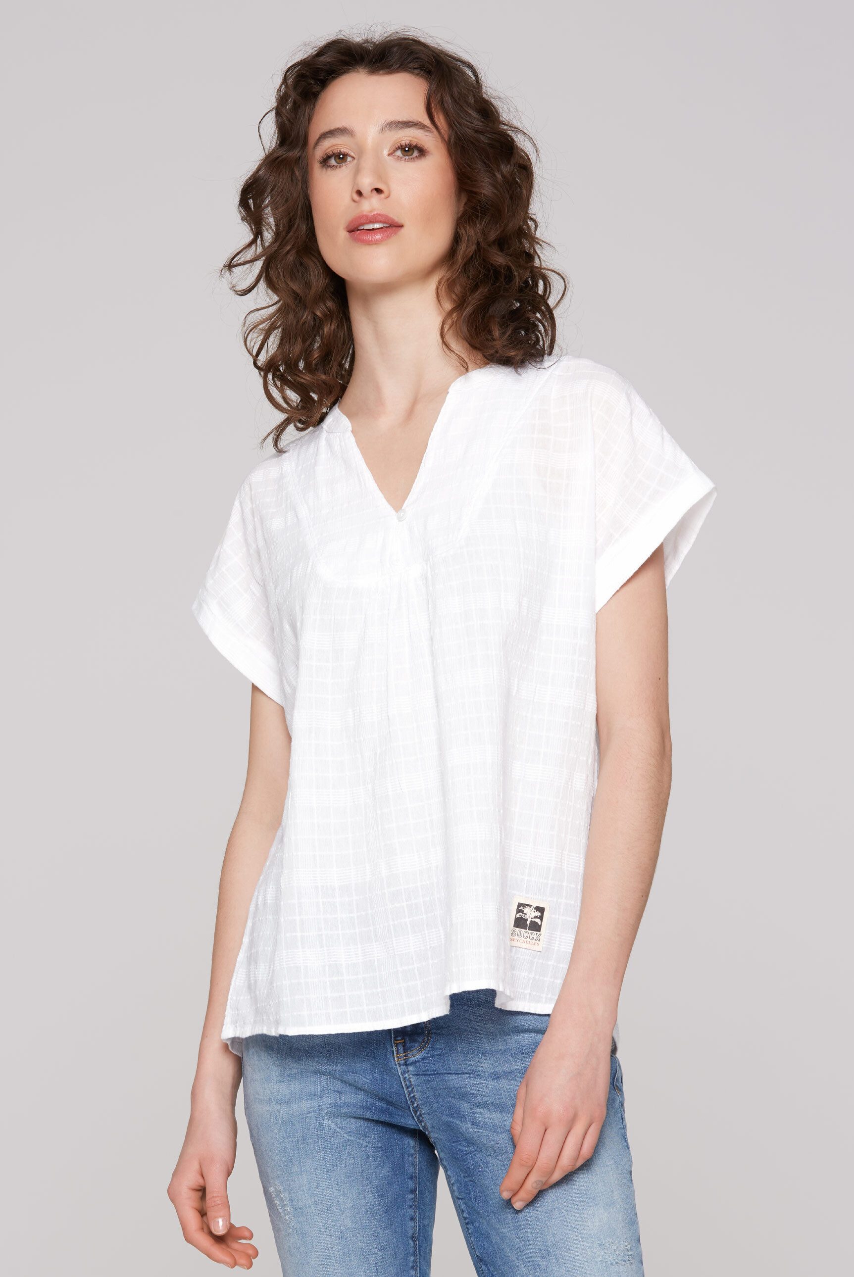 SOCCX Schlupfbluse, im Turn-Up-Look günstig online kaufen
