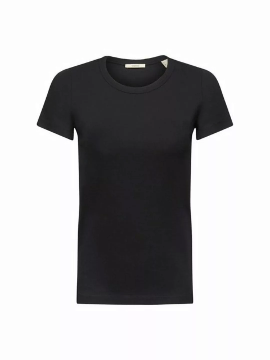 Esprit T-Shirt T-Shirt mit geripptem Rundhalsausschnitt (1-tlg) günstig online kaufen