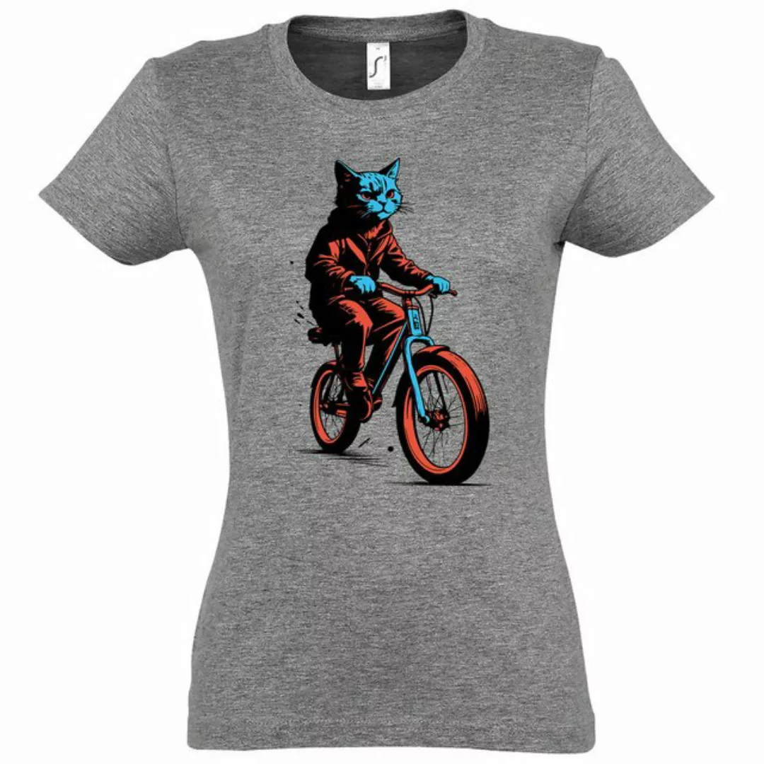 Youth Designz Print-Shirt Katze Fahrrad Damen T-Shirt mit modischem Frontpr günstig online kaufen