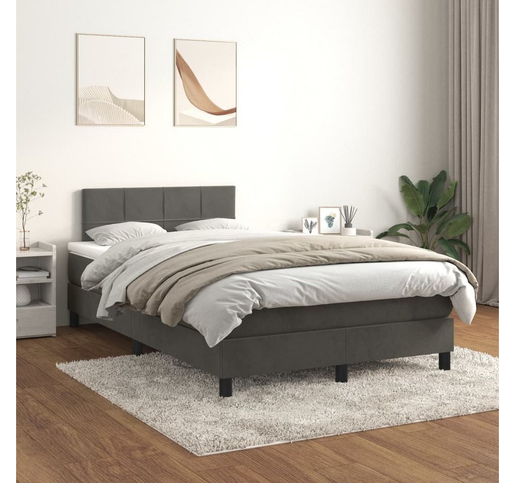 furnicato Bett Boxspringbett mit Matratze Dunkelgrau 120x200 cm Samt günstig online kaufen