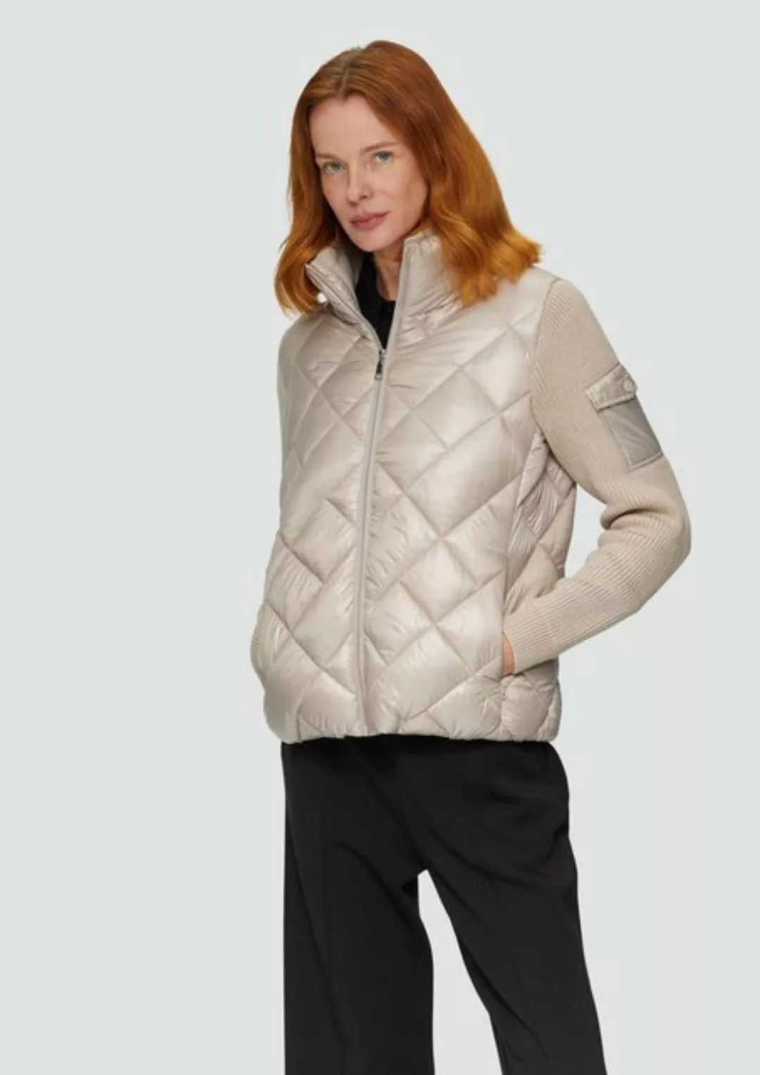 s.Oliver Funktionsjacke Leichte Steppjacke mit gestrickten Ärmeln Rippblend günstig online kaufen