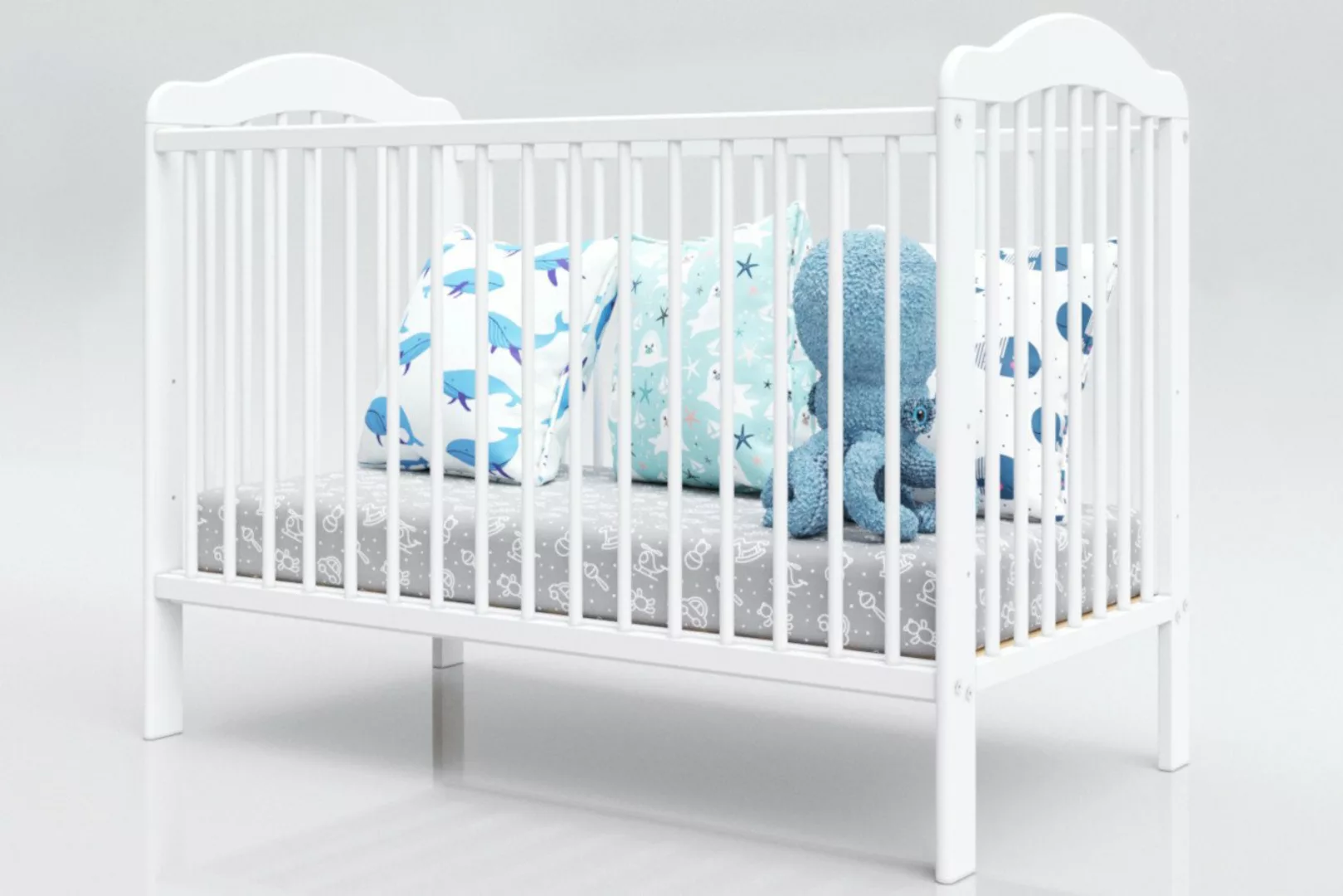 thematys Babybett 60x120cm in Weiß höhenverstellbar Kinderbett mit Schublad günstig online kaufen