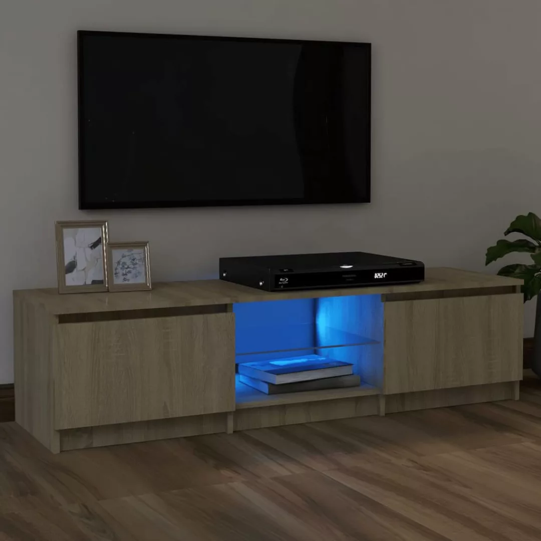 vidaXL TV-Schrank TV-Schrank mit LED-Leuchten Sonoma-Eiche 120x30x35,5 cm L günstig online kaufen