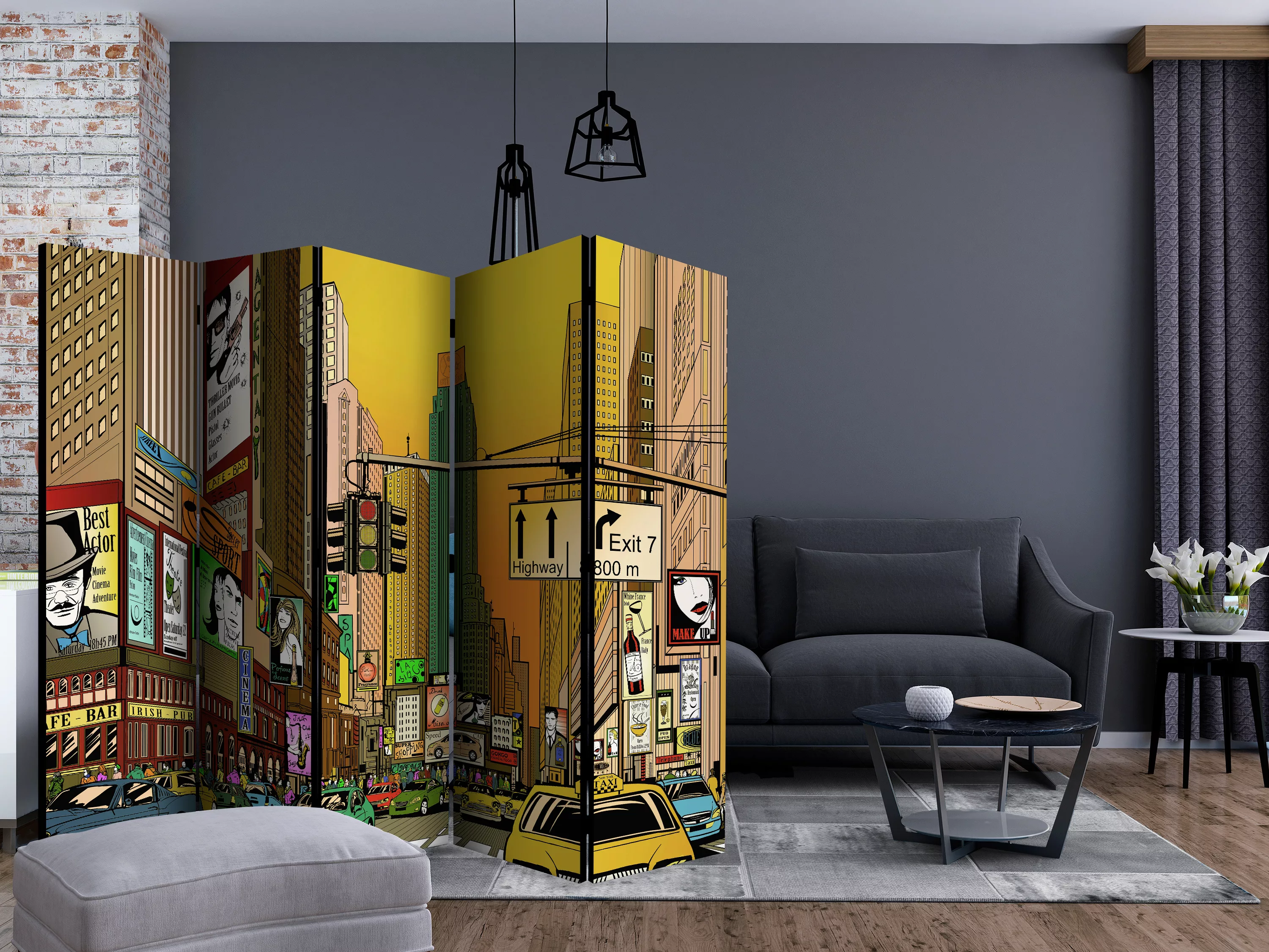 5-teiliges Paravent - Vibrant City - Ny Ii [room Dividers] günstig online kaufen