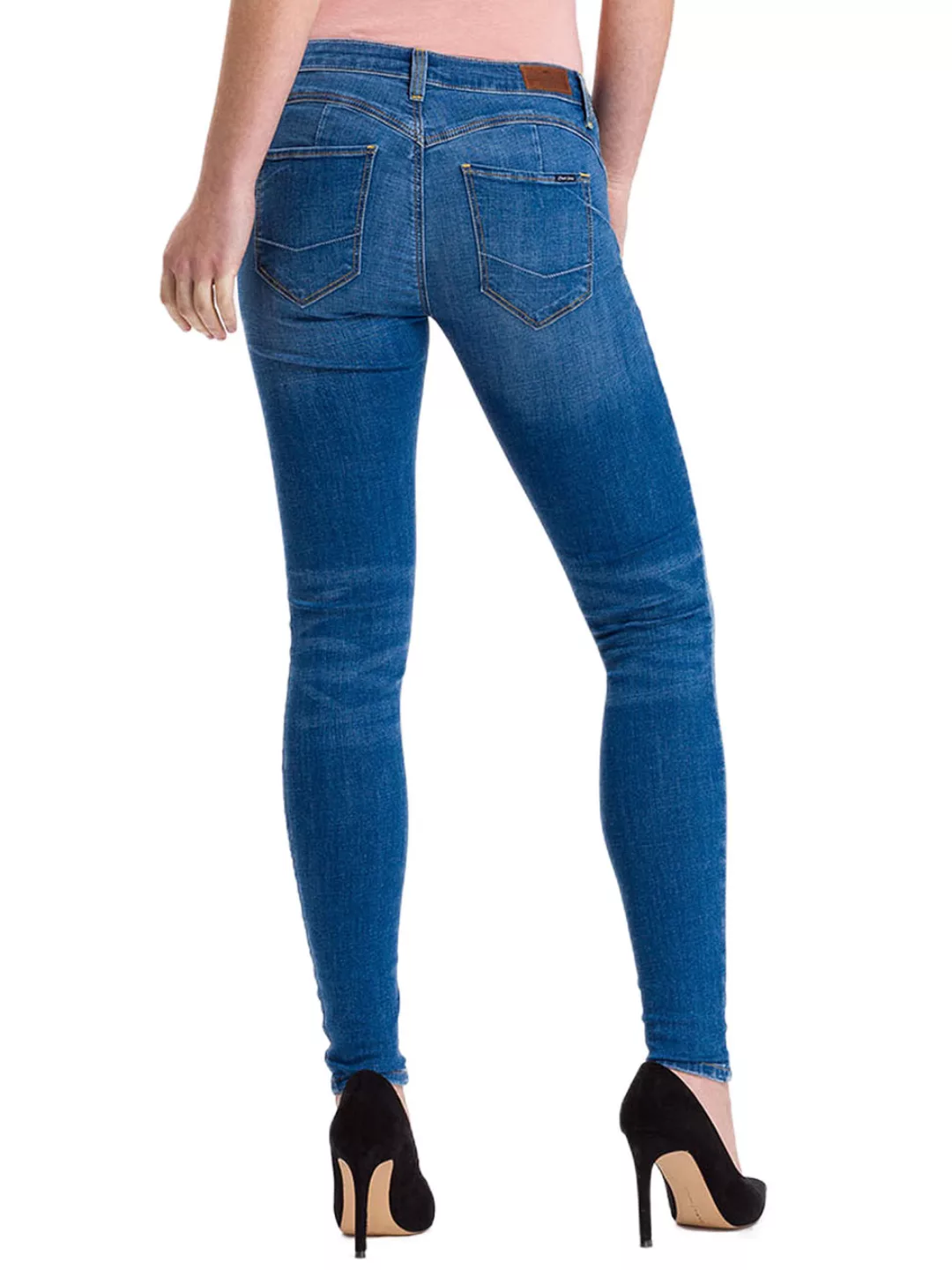 Cross Jeans Damen Push Up Jeans Page - Super Skinny Fit - Blau - Mid Blue günstig online kaufen