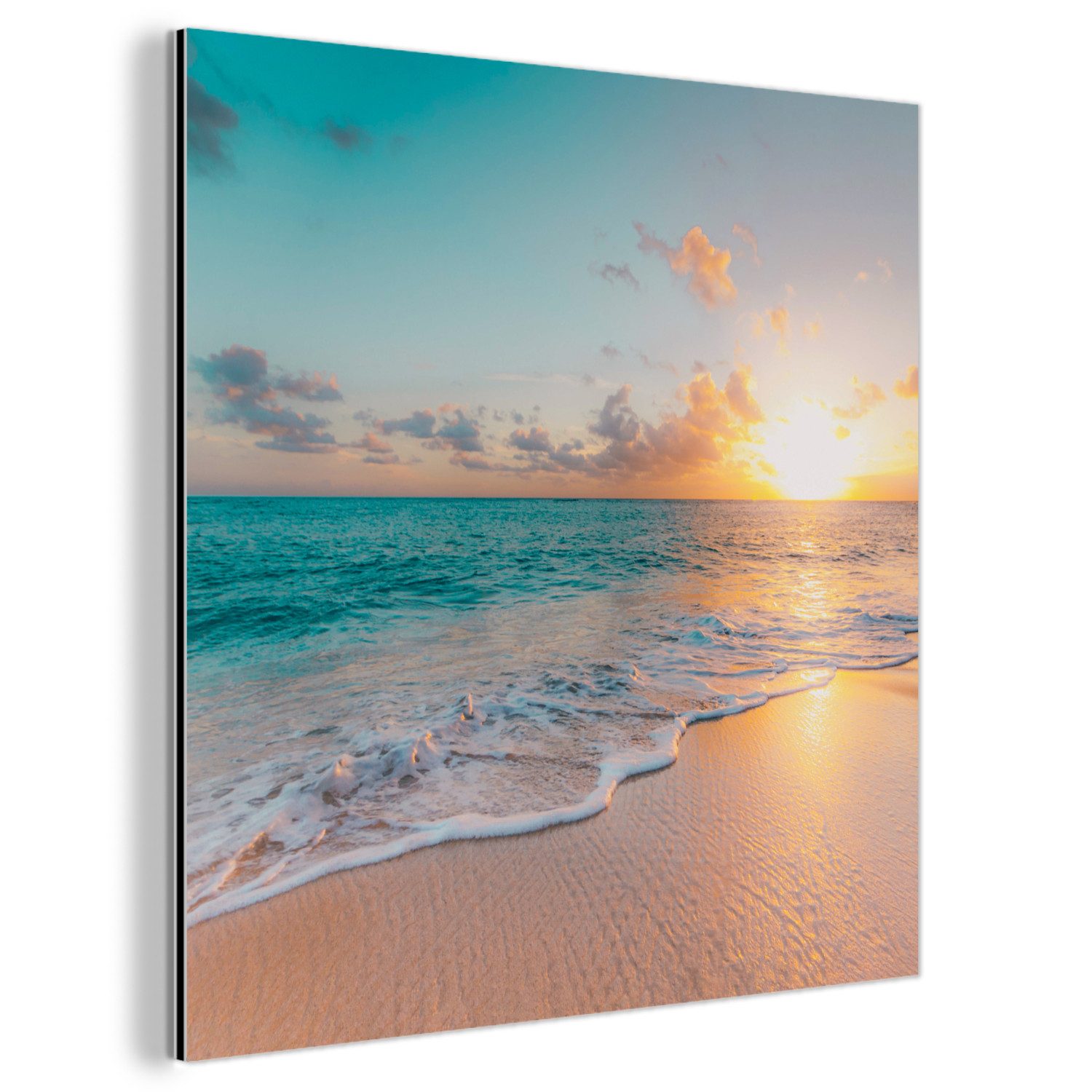 MuchoWow Metallbild Sonnenuntergang - Strand - günstig online kaufen