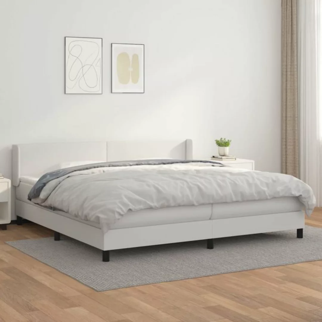 vidaXL Bettgestell Boxspringbett mit Matratze Weiß 200x200 cm Kunstleder Be günstig online kaufen