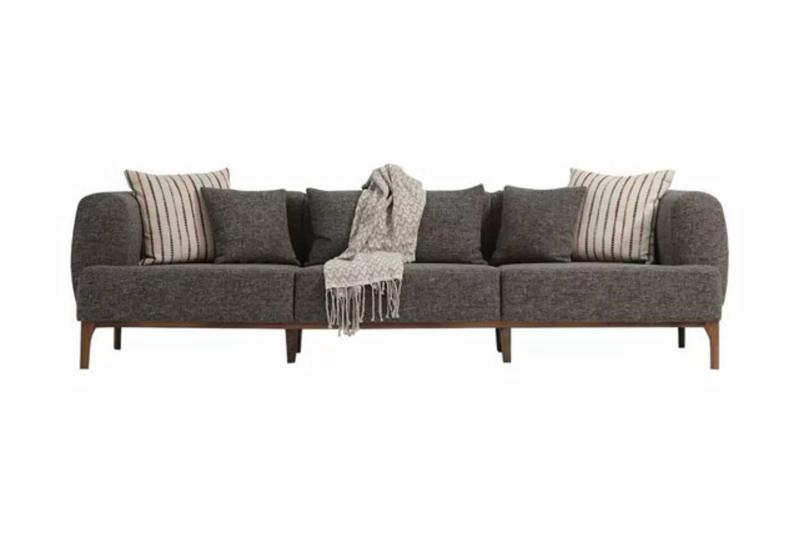 JVmoebel 3-Sitzer Dreisitzer Sofa 3 Sitzer Sofas Grau Stoff Wohnzimmer Luxu günstig online kaufen