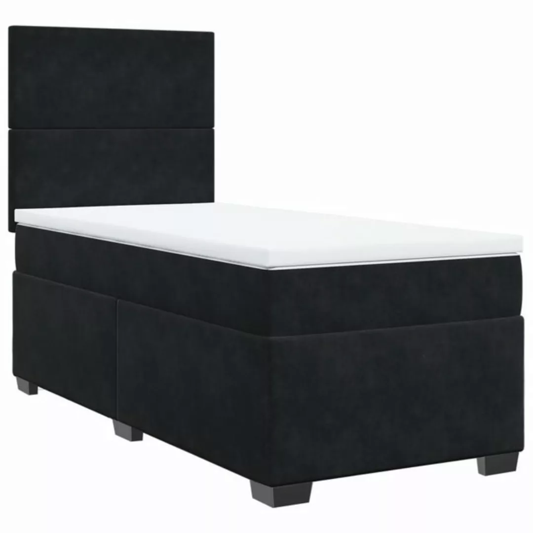 vidaXL Boxspringbett, Boxspringbett mit Matratze Schwarz 80x200 cm Samt günstig online kaufen