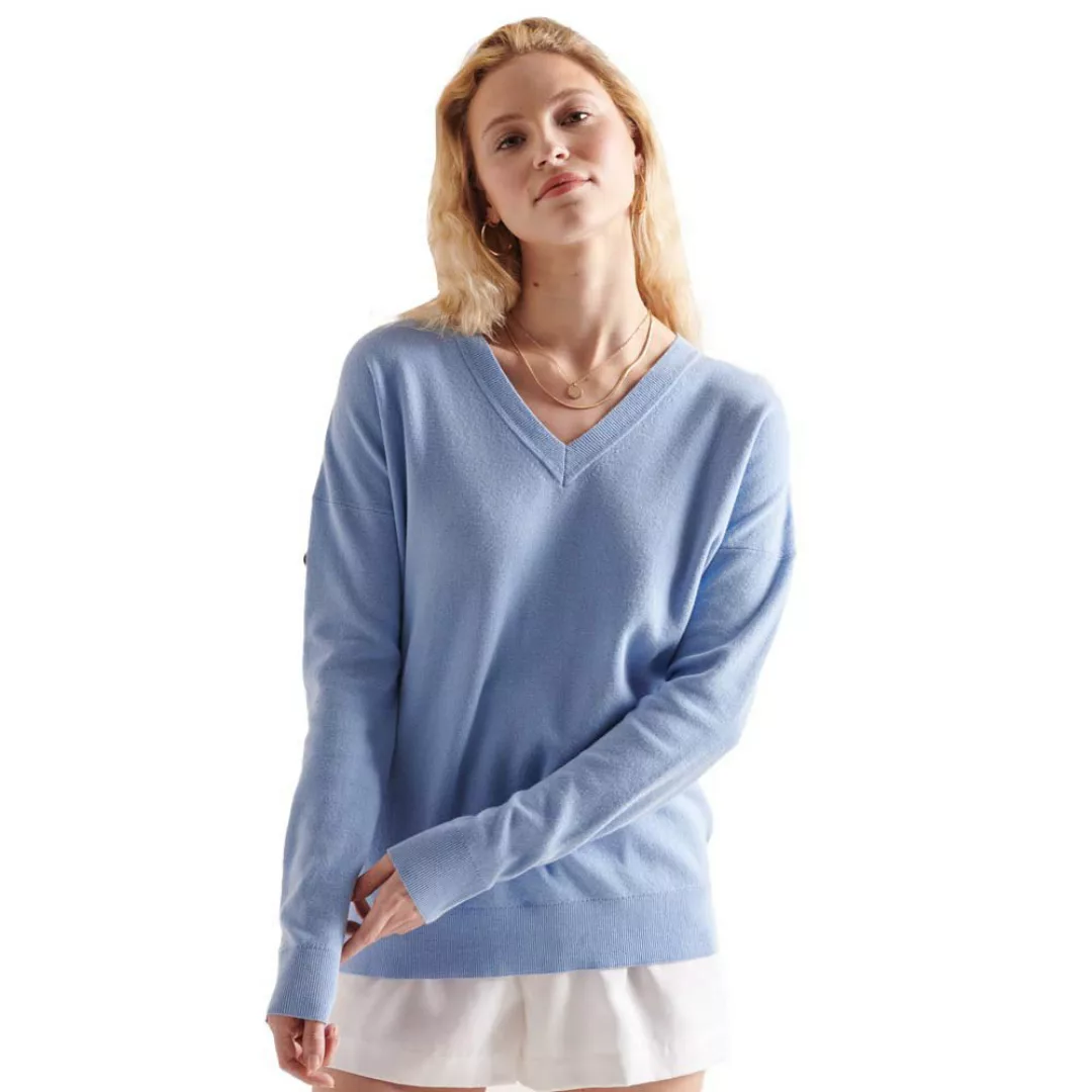 Superdry V-ausschnitt Cotton Pullover S Bel Air Blue günstig online kaufen