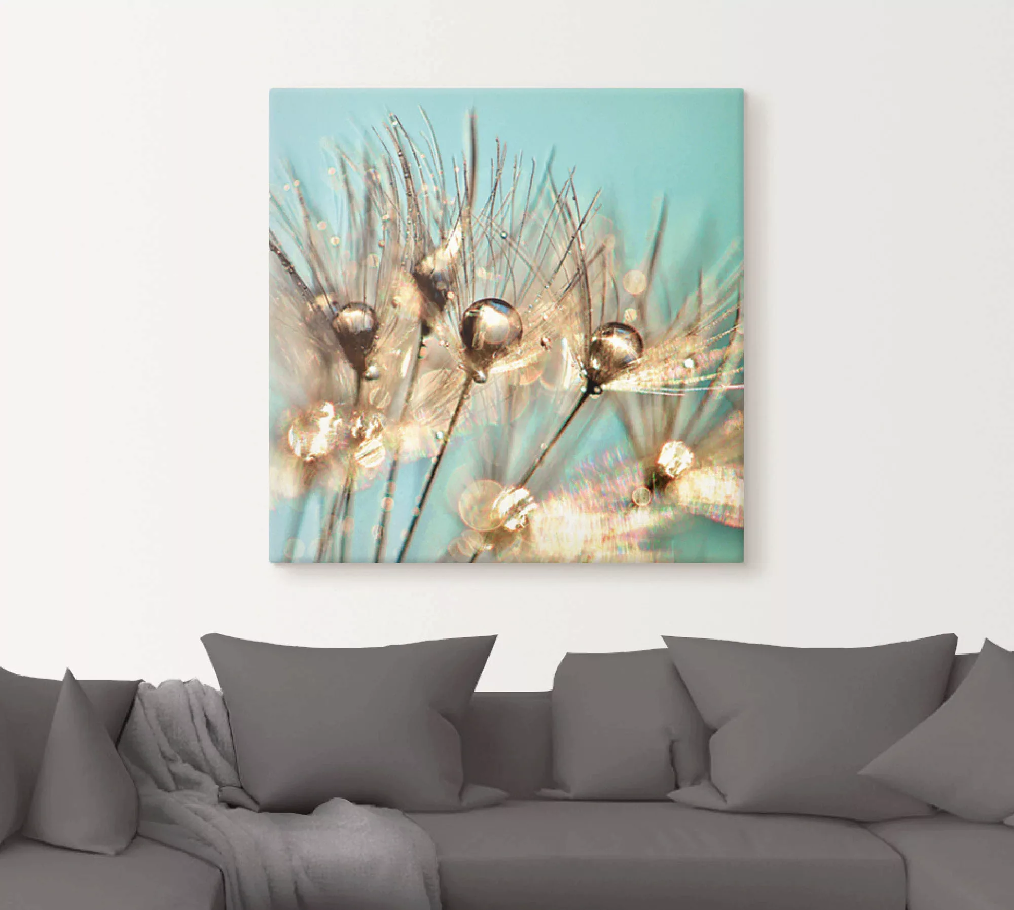 Artland Leinwandbild »Pusteblume Goldener Tau«, Blumen, (1 St.), auf Keilra günstig online kaufen