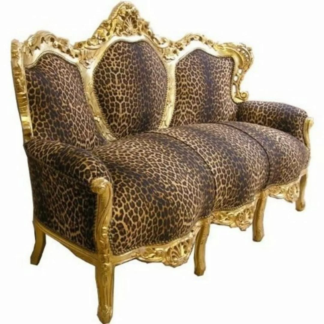 Casa Padrino Sofa Barock Sofa Garnitur "King" Leopard/Gold Cocuh Wohnzimmer günstig online kaufen
