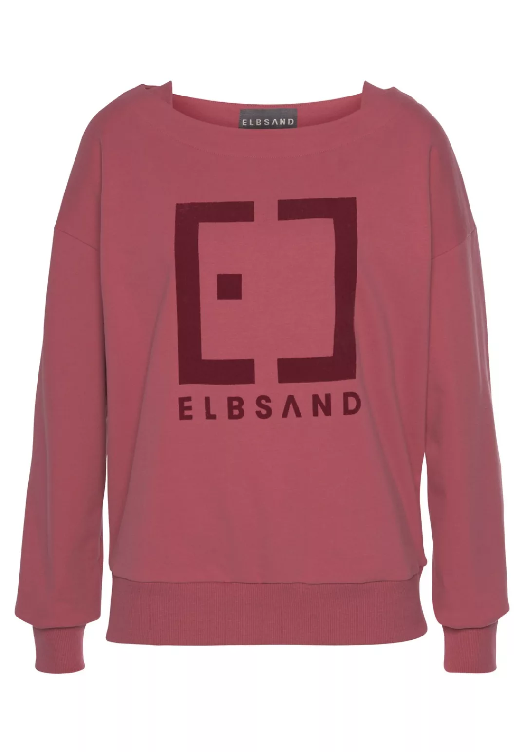 Elbsand Sweatshirt Finnia mit Flockprint vorne, klassischer Sweater aus wei günstig online kaufen