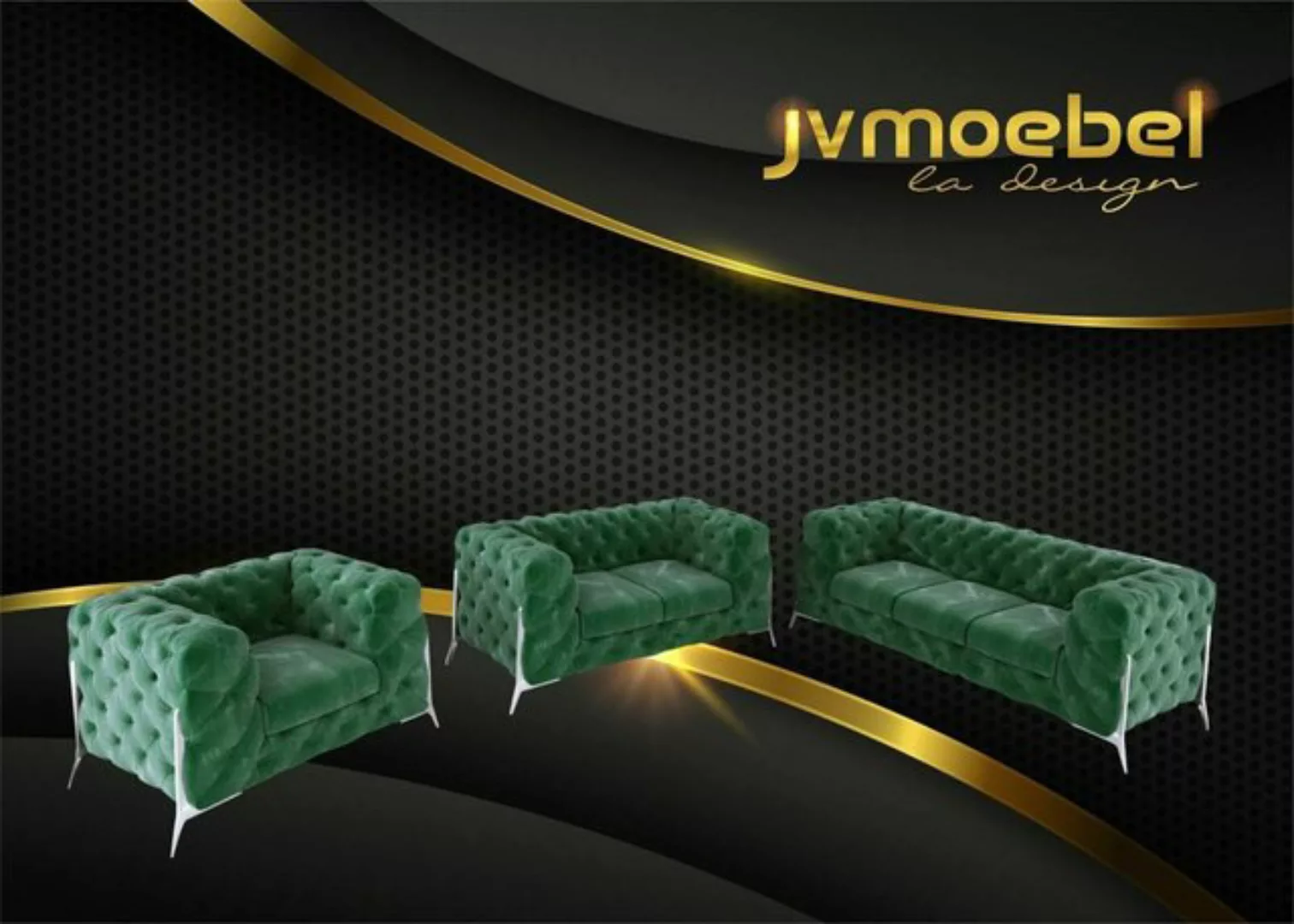 JVmoebel Chesterfield-Sofa Graues Chesterfield 3+2+1 Couch Set modernes Des günstig online kaufen