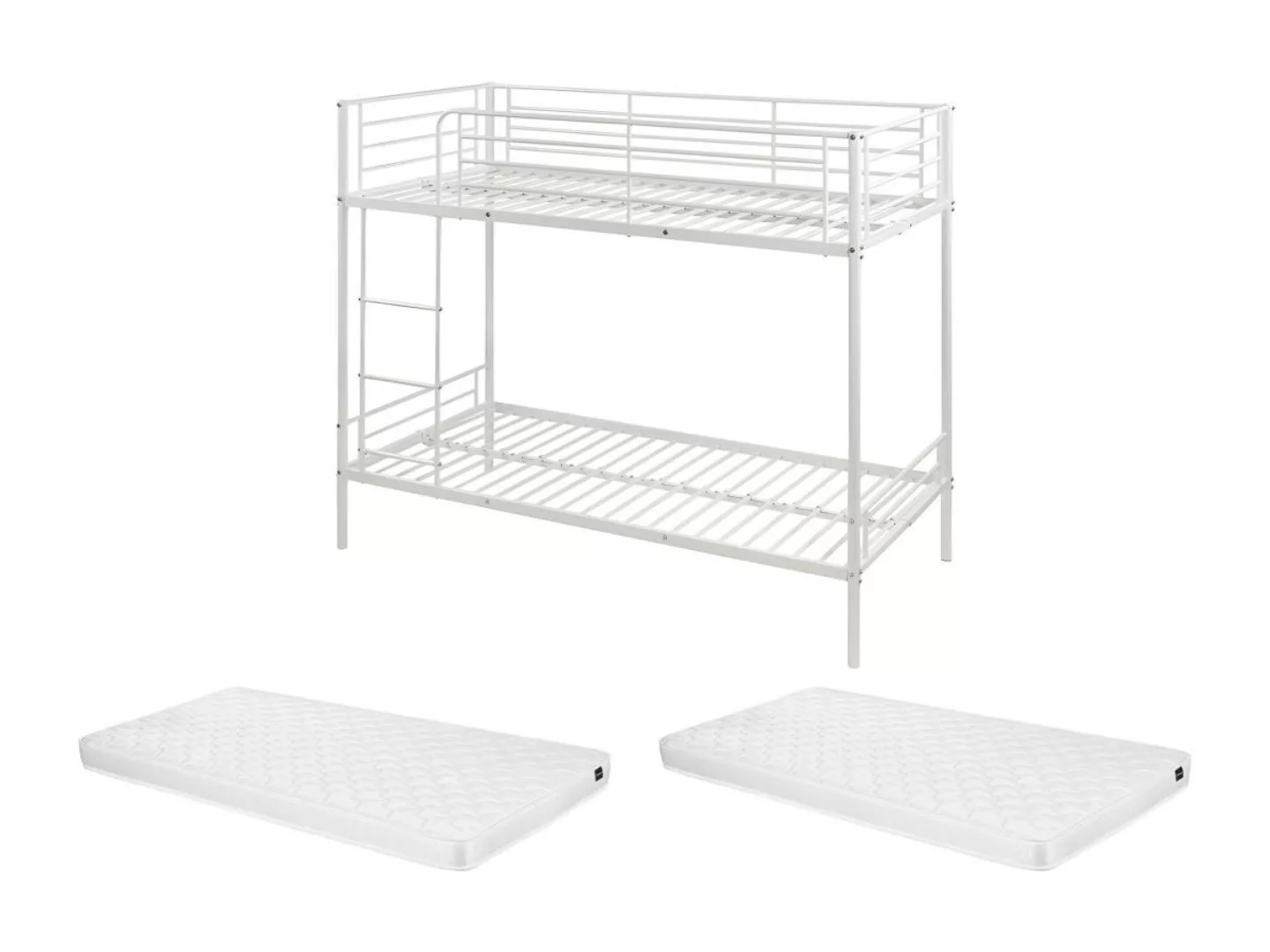 Etagenbett + Matratzen - 2 x 90 x 190 cm - Weiß - DUOTIS II günstig online kaufen