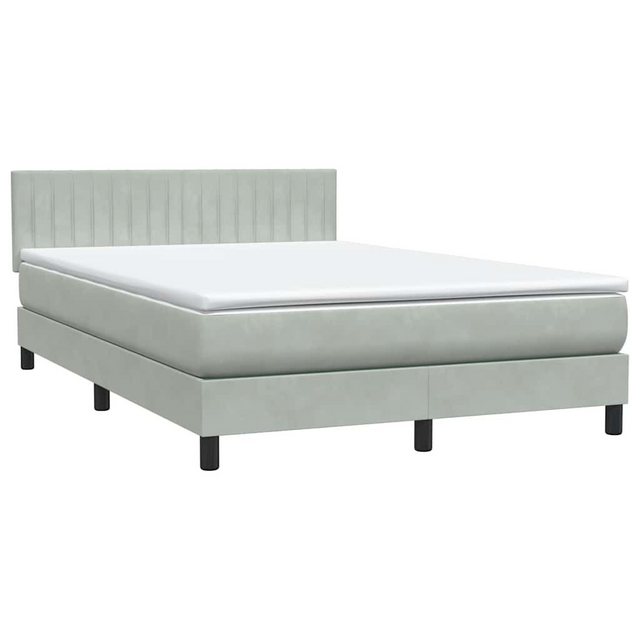 vidaXL Bett Boxspringbett mit Matratze Hellgrau 140x220 cm Samt günstig online kaufen