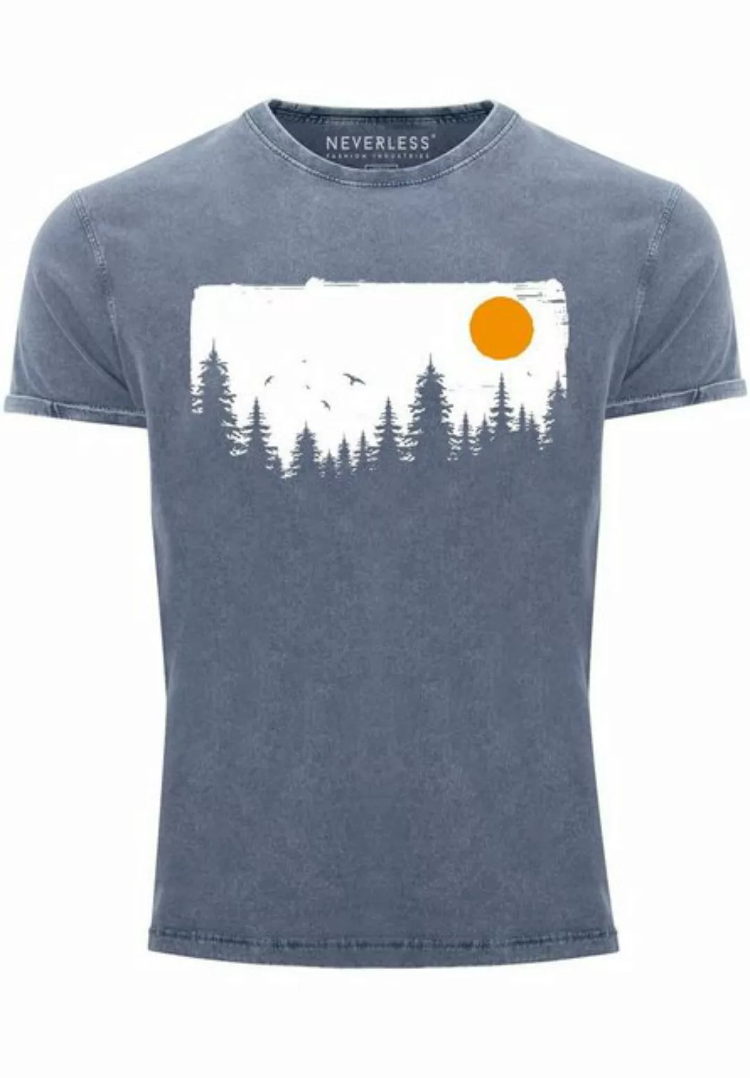Neverless Print-Shirt Herren Vintage Shirt Wald Bäume Outdoor Adventure Abe günstig online kaufen