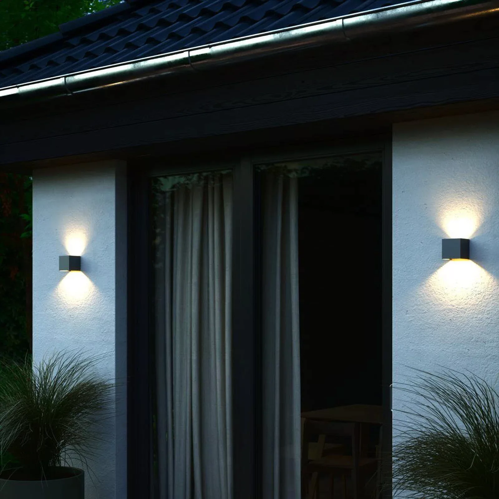 LED Wandleuchte Milda Kubi in Anthrazit 2x 2,45W 290lm IP44 günstig online kaufen