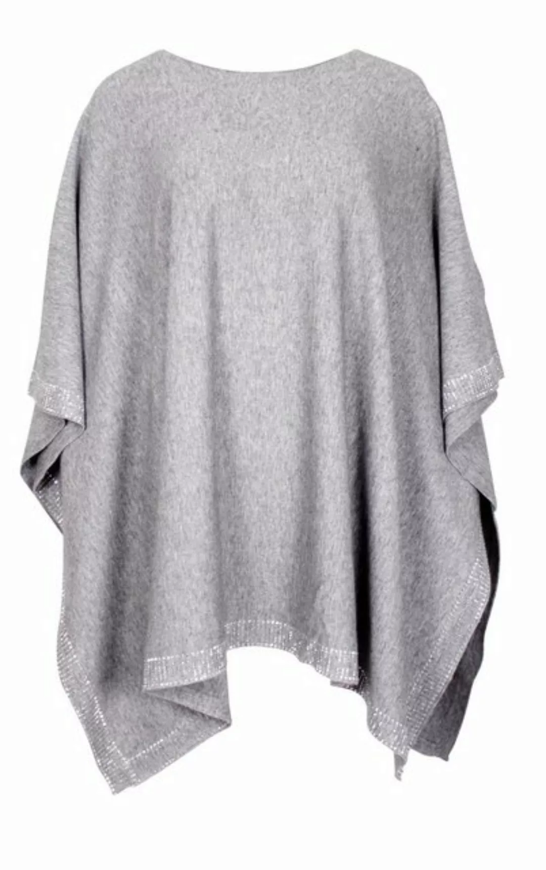 Passioni Strickponcho Legerer Poncho mit Strass-Detail an den Rändern günstig online kaufen