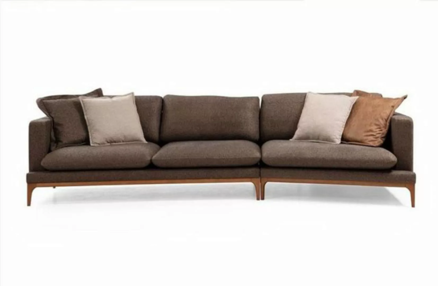 Xlmoebel Ecksofa Luxus Ecksofa aus Stoff im modernen Holzdesign, L-Form, 1 günstig online kaufen